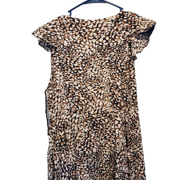 Free People French Quarter Mini Dress Leopard Wrap Ruffle Flutter Sleeve Small - Picture 8 of 12